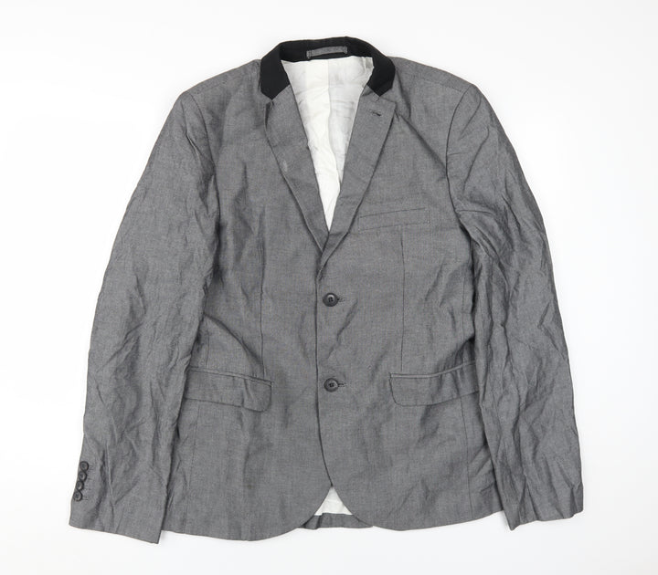 TOPMAN Men's Grey Blazer UK Size 40, Cotton, Excellent