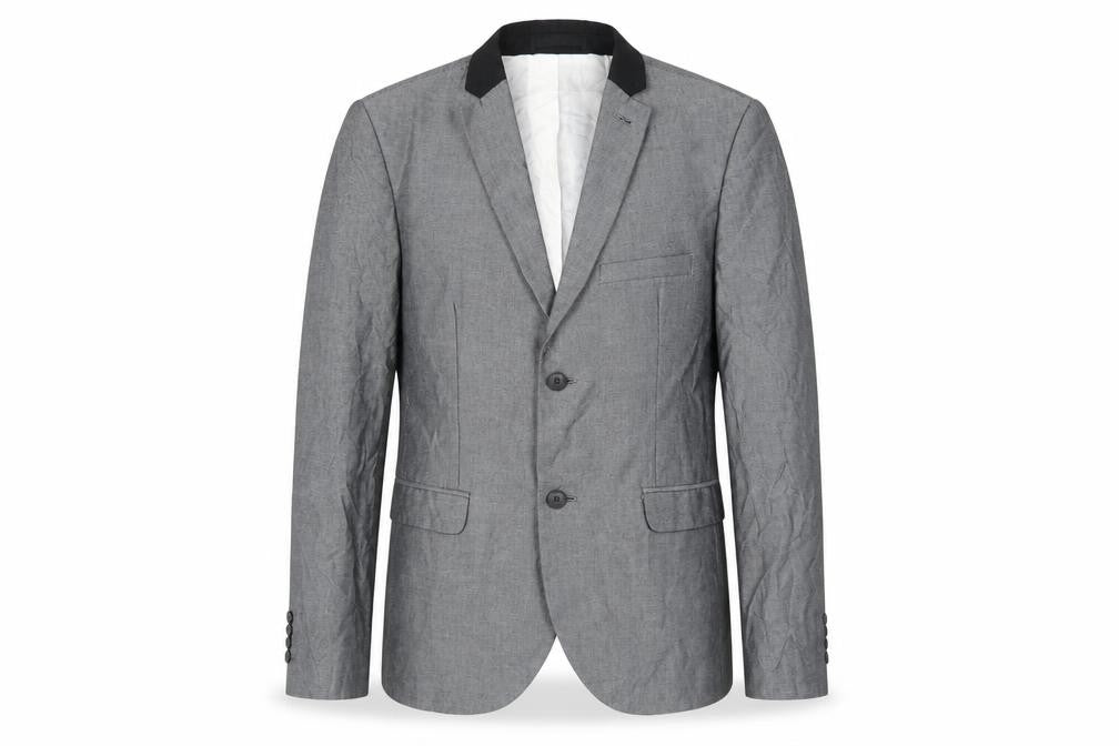 Front view of Topman Men's Grey Blazer UK, size 40, Cotton, Excellent