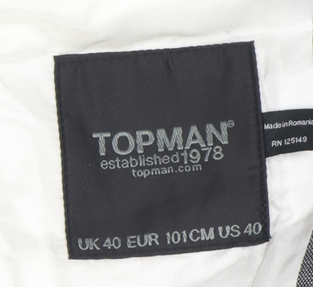 TOPMAN Men's Grey Blazer UK Size 40, Cotton, Excellent
