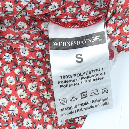 Wednesday's Girl Red Floral Crop Blouse, Women's S, Casual