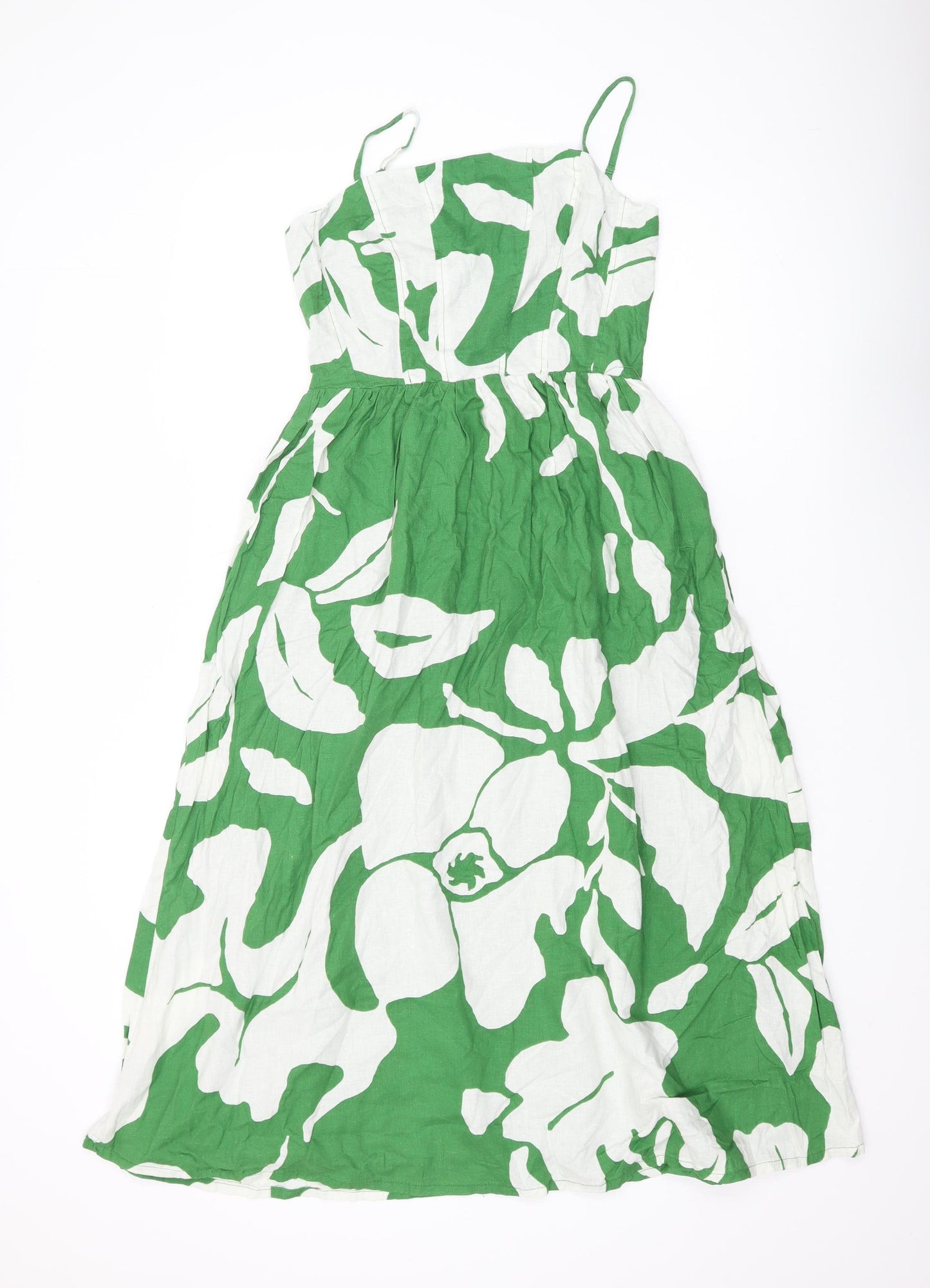 H&M Women's Green Floral Maxi Dress Size 12