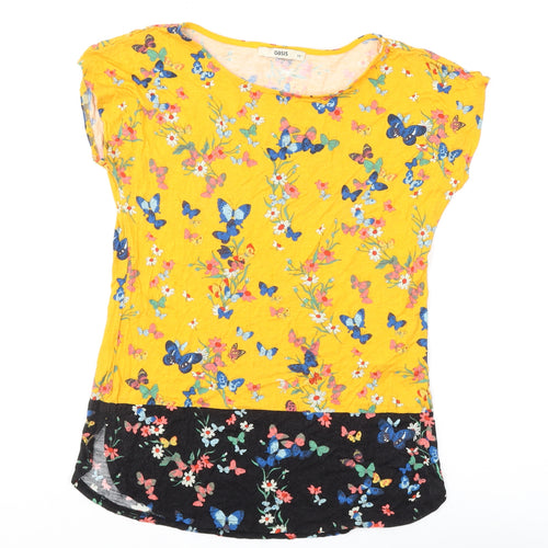 Oasis Women's Yellow Floral Butterfly Top XS