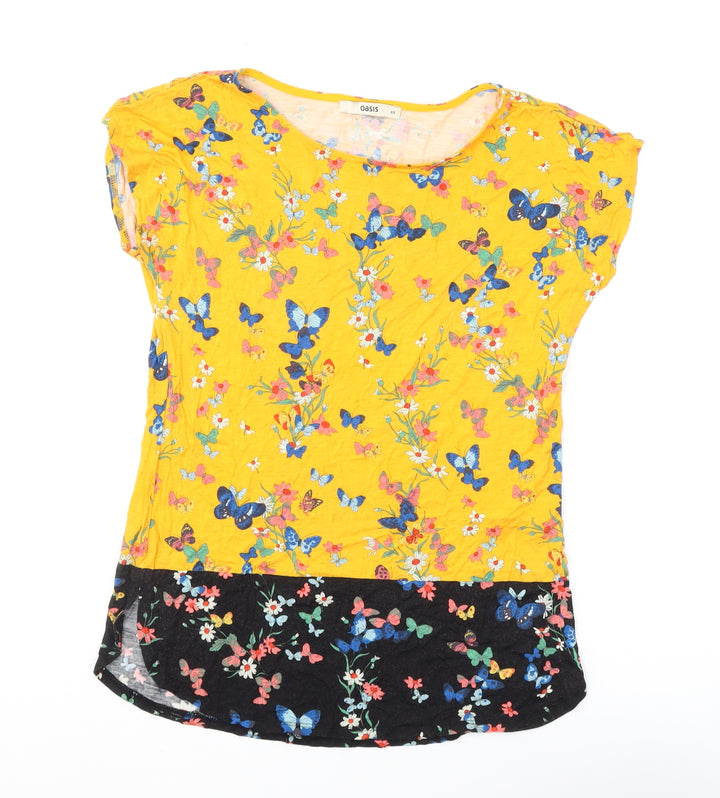 Oasis Women's Yellow Floral Butterfly Top XS