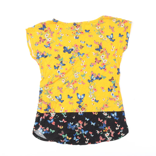 Oasis Women's Yellow Floral Butterfly Top XS