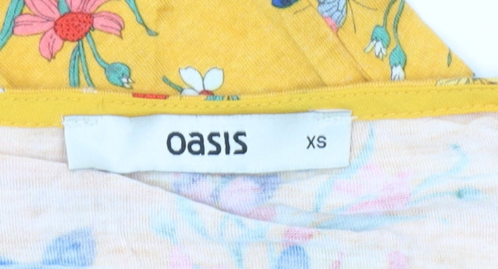 Oasis Women's Yellow Floral Butterfly Top XS