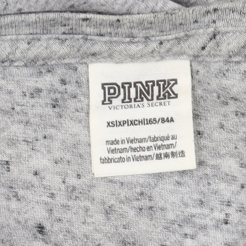 Pink Victoria's Secret Women's Grey V-Neck T-Shirt XS