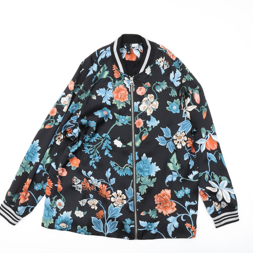H&M Women's Floral Bomber Jacket, Size 12, Multicoloured