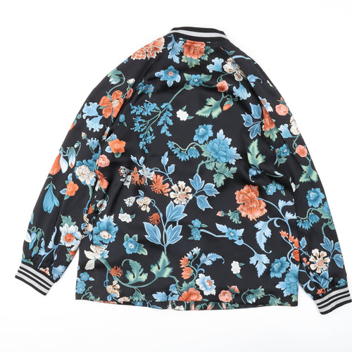 H&M Women's Floral Bomber Jacket, Size 12, Multicoloured