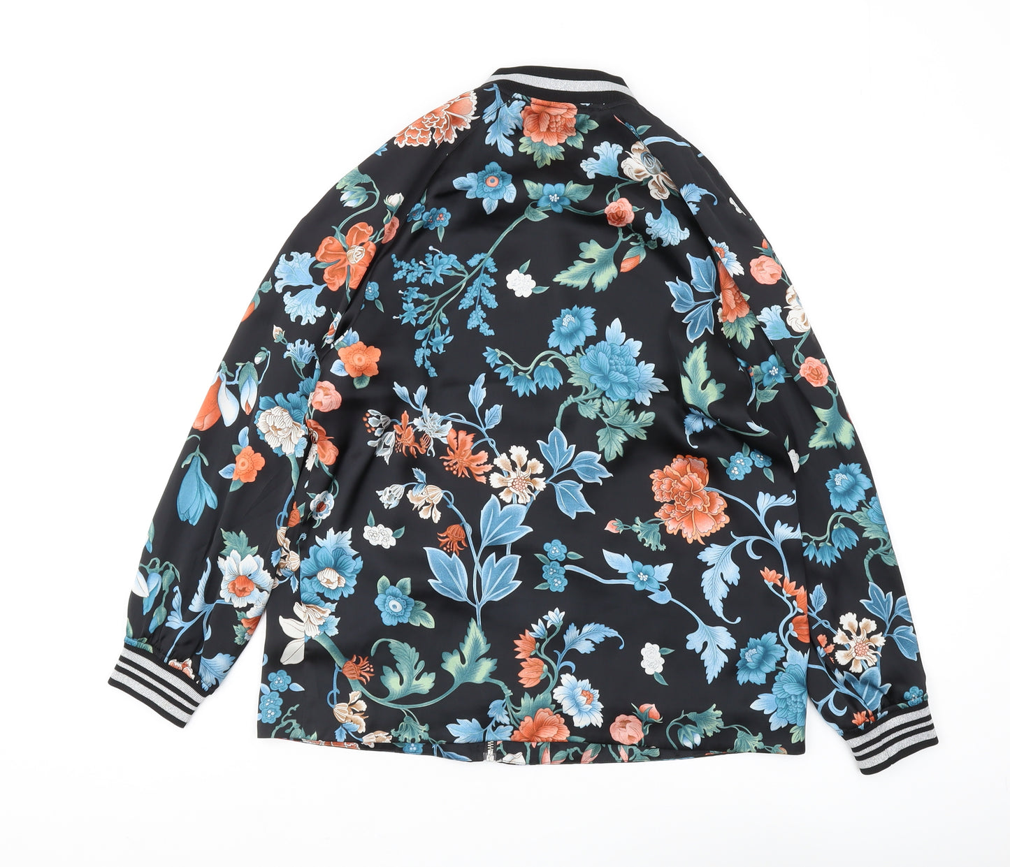 H&M Women's Floral Bomber Jacket, Size 12, Multicoloured