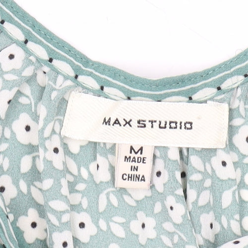 Max Studio Women's Blue Floral Tunic Blouse M