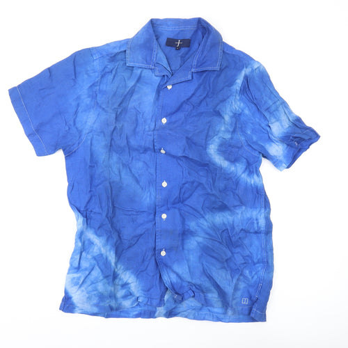 Jasper Conran Blue Unisex Linen Button-Up Shirt, S, Casual