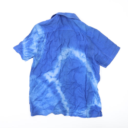 Jasper Conran Blue Unisex Linen Button-Up Shirt, S, Casual