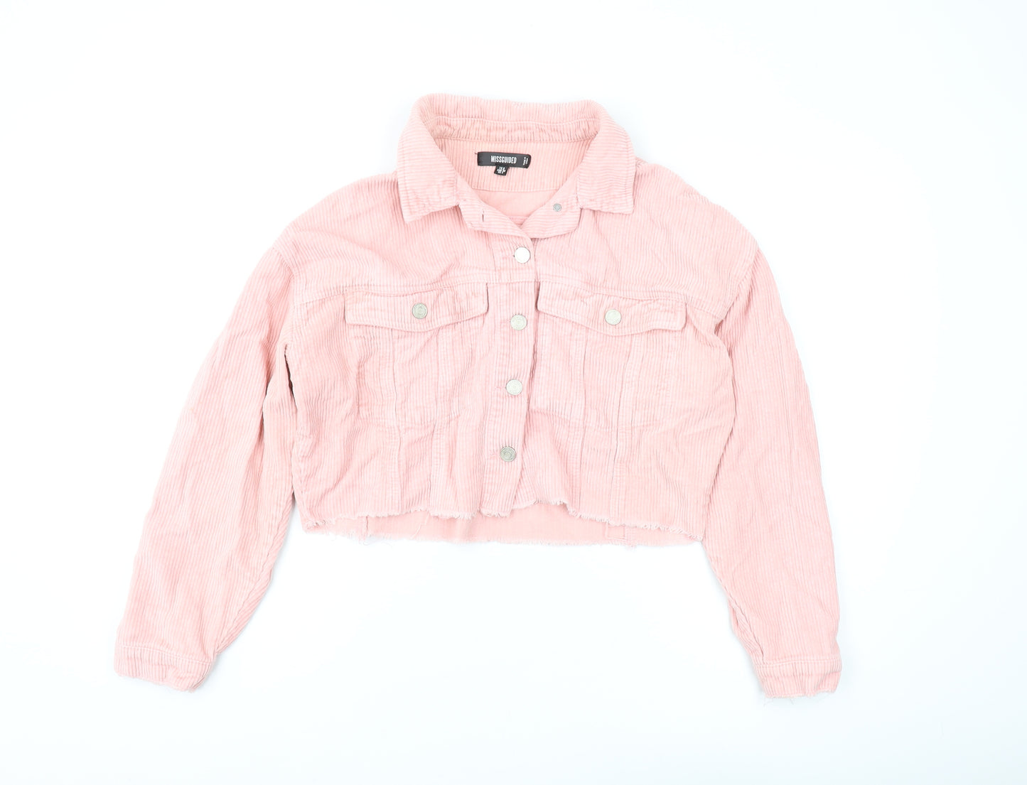 Missguided Women's Pink Cropped Corduroy Jacket Size 8