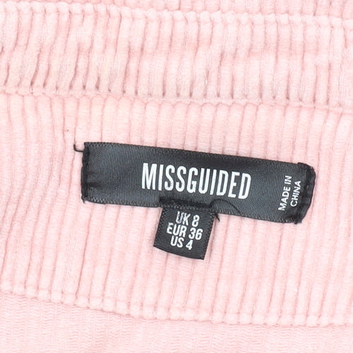 Missguided Women's Pink Cropped Corduroy Jacket Size 8