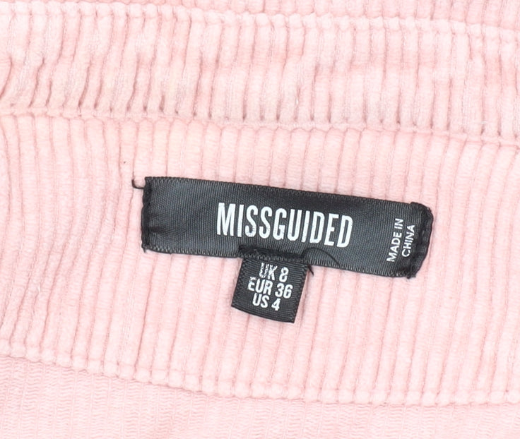 Missguided Women's Pink Cropped Corduroy Jacket Size 8