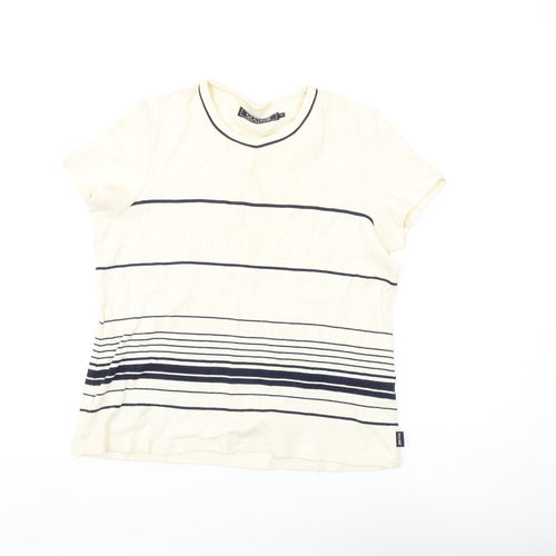 Maine New England Women Ivory Striped T-Shirt Size 12