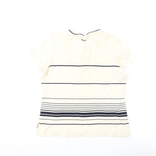 Maine New England Women Ivory Striped T-Shirt Size 12