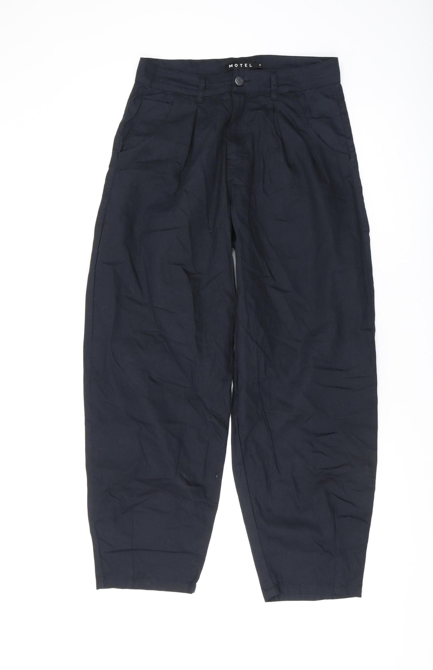 Motel Women's Black Straight Cotton Trousers Size S