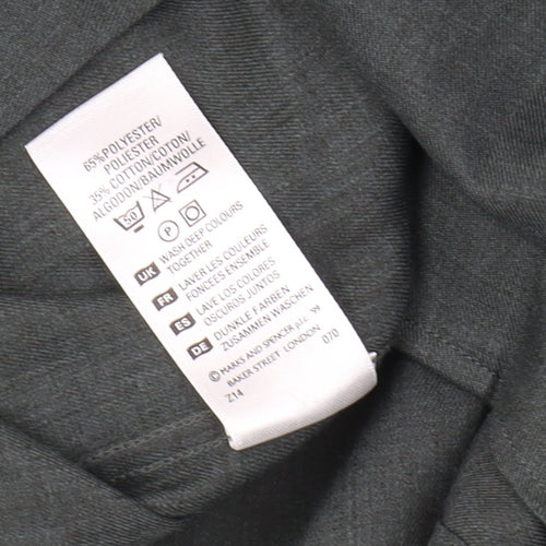 Marks and Spencer Men's Green Vintage Button-Up Shirt, Size 15