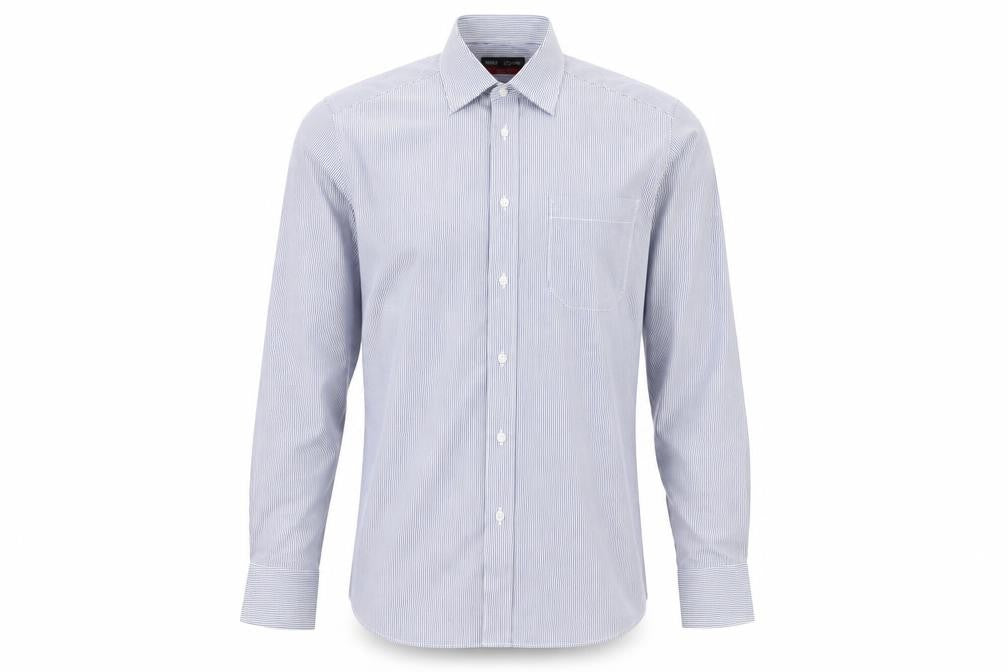 Front view of Marks & Spencer Blue Striped Men's Long Sleeve Shirt