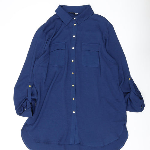 Johnny Favourite Women's Blue Button-Up Shirt Size 16