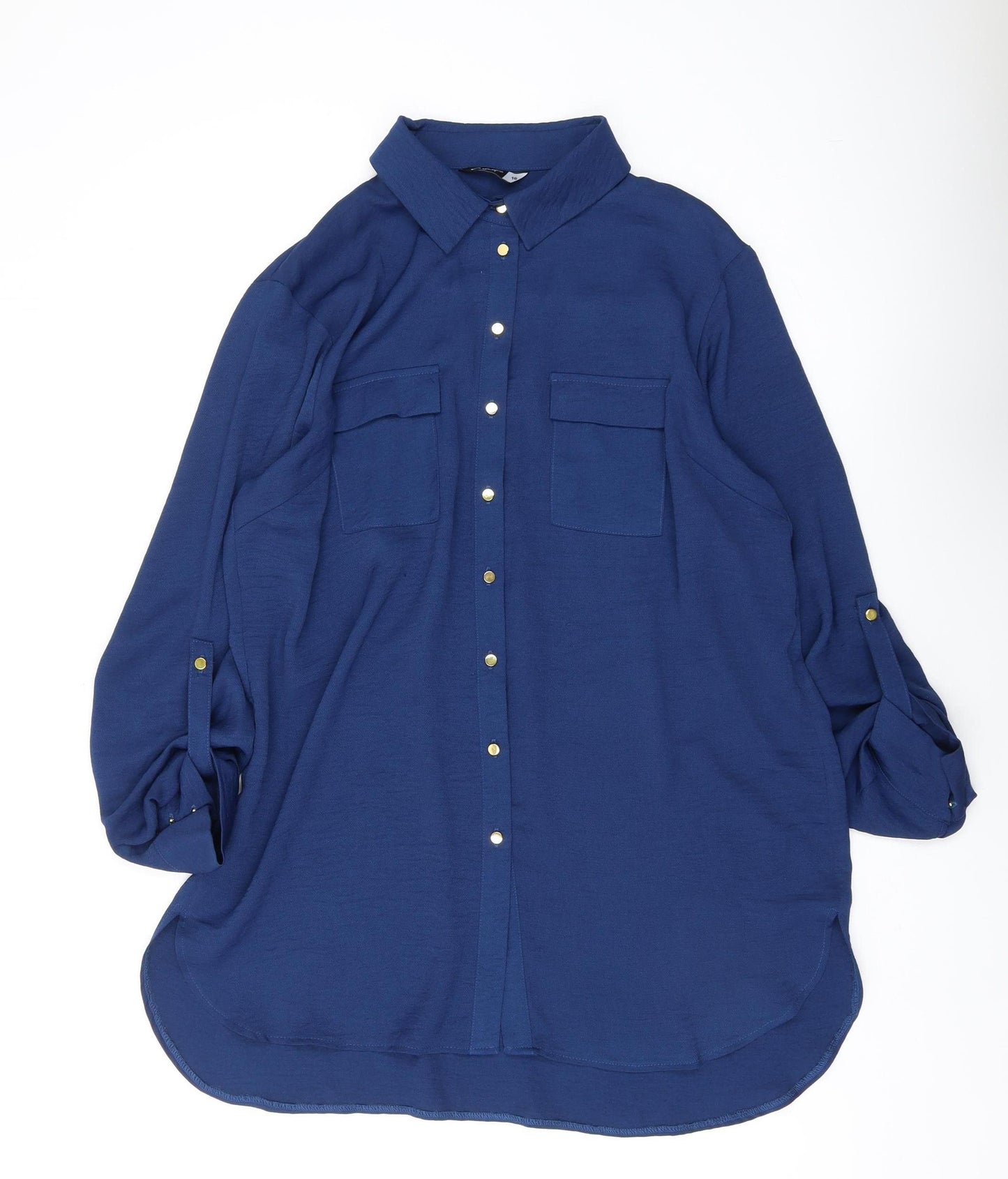 Johnny Favourite Women's Blue Button-Up Shirt Size 16