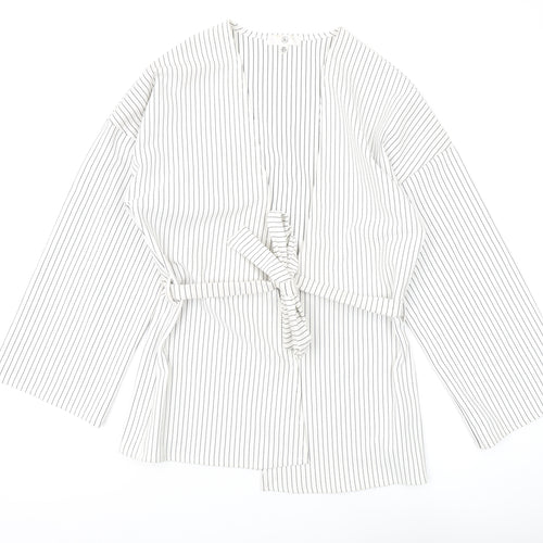 Missguided Women's White Striped Kimono Top UK Size 6