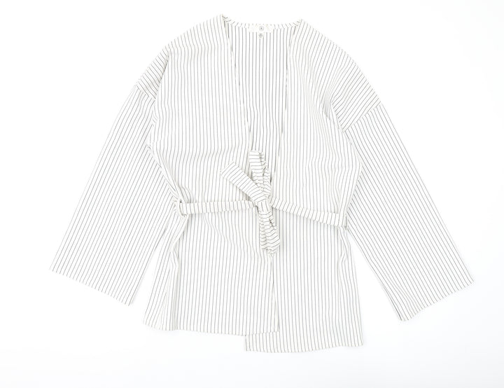 Missguided Women's White Striped Kimono Top UK Size 6