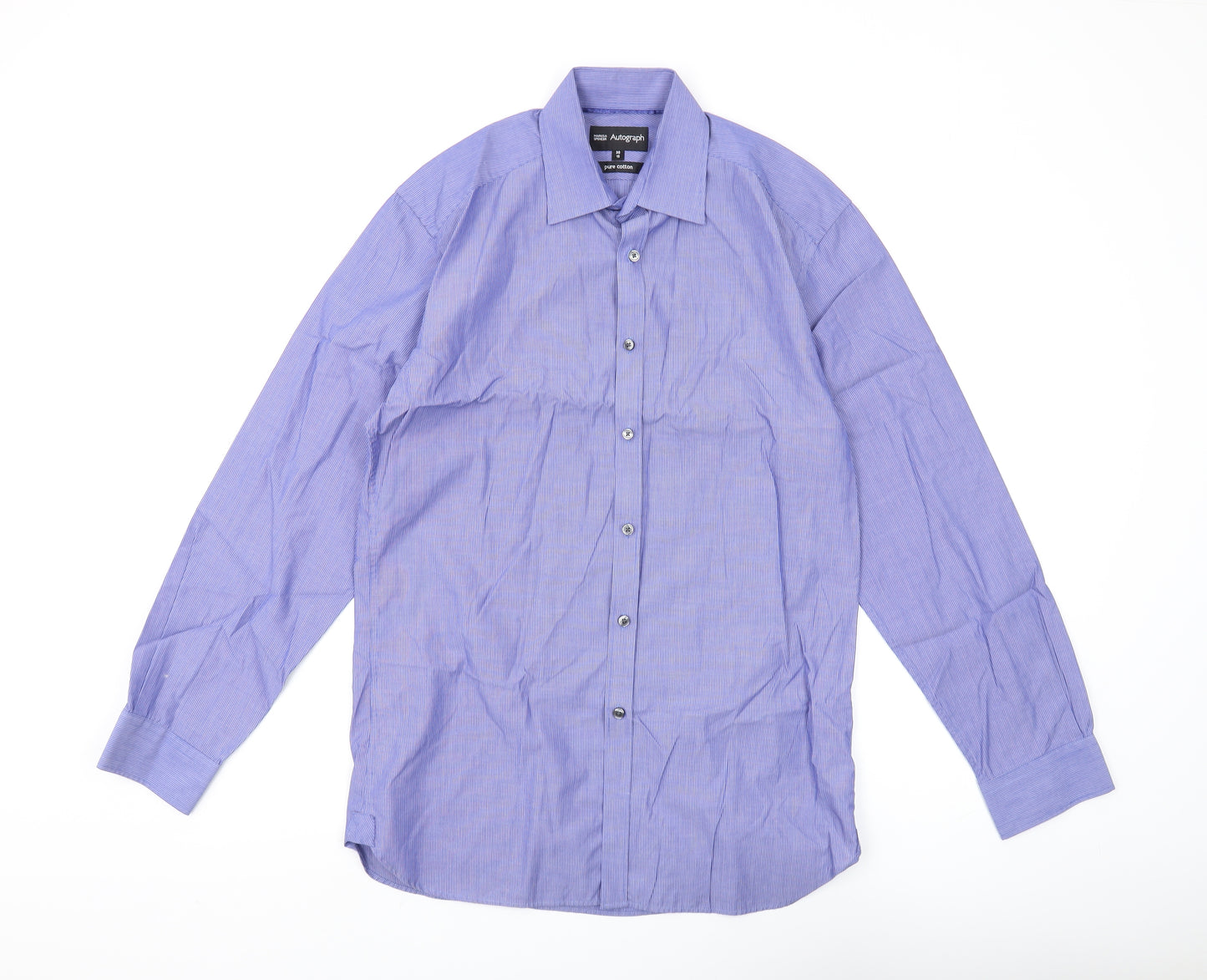 Marks and Spencer Men's Blue 38 Classic Long Sleeve Shirt