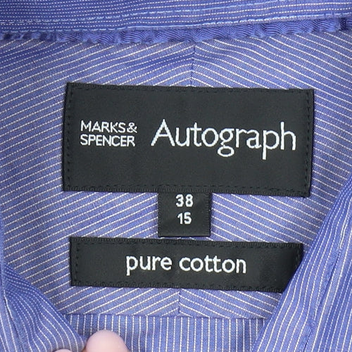 Marks and Spencer Men's Blue 38 Classic Long Sleeve Shirt