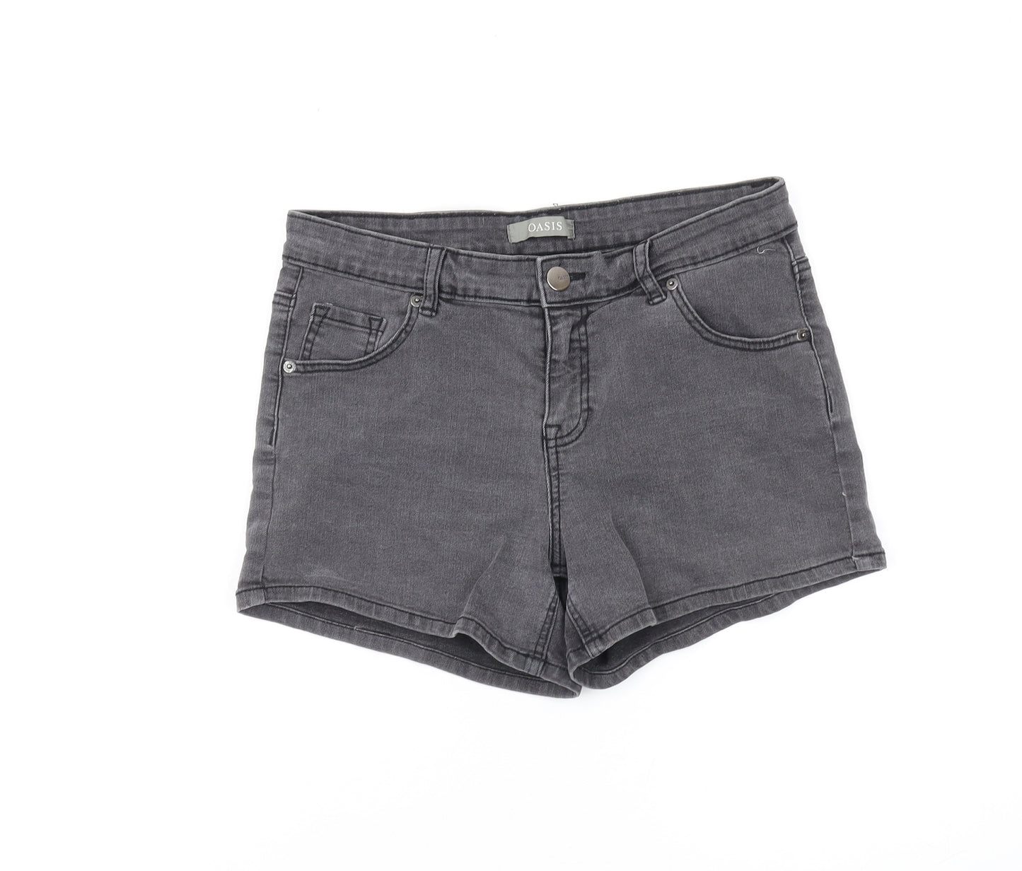 Oasis Women's Black Denim Shorts, Size 12, Casual Comfort