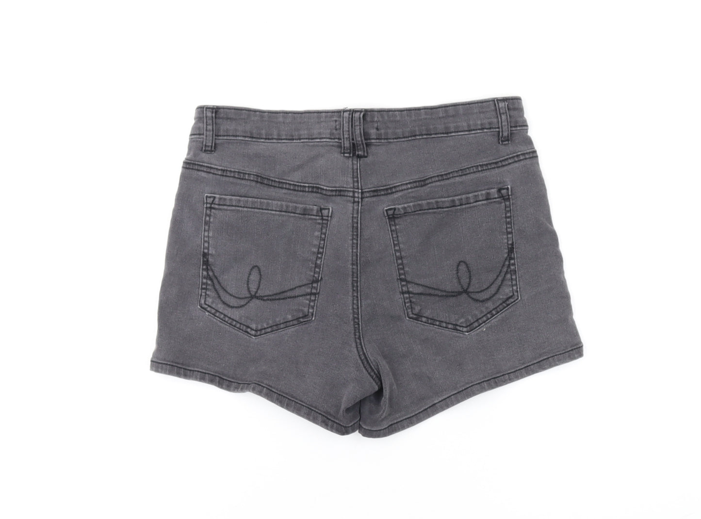 Oasis Women's Black Denim Shorts, Size 12, Casual Comfort
