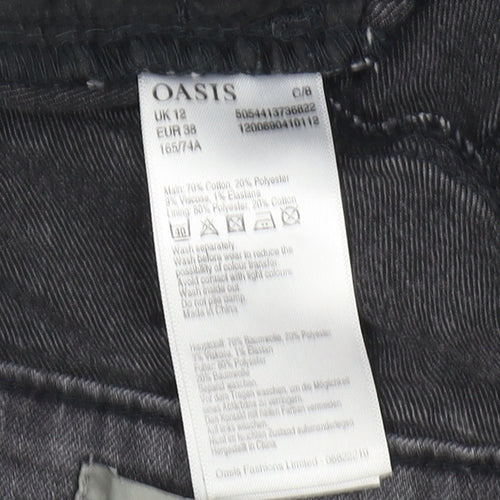 Oasis Women's Black Denim Shorts, Size 12, Casual Comfort