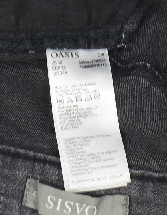 Oasis Women's Black Denim Shorts, Size 12, Casual Comfort