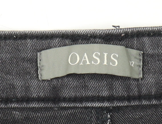 Oasis Women's Black Denim Shorts, Size 12, Casual Comfort