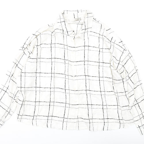 ASOS Women's White Check Button-Up Shirt Size 10