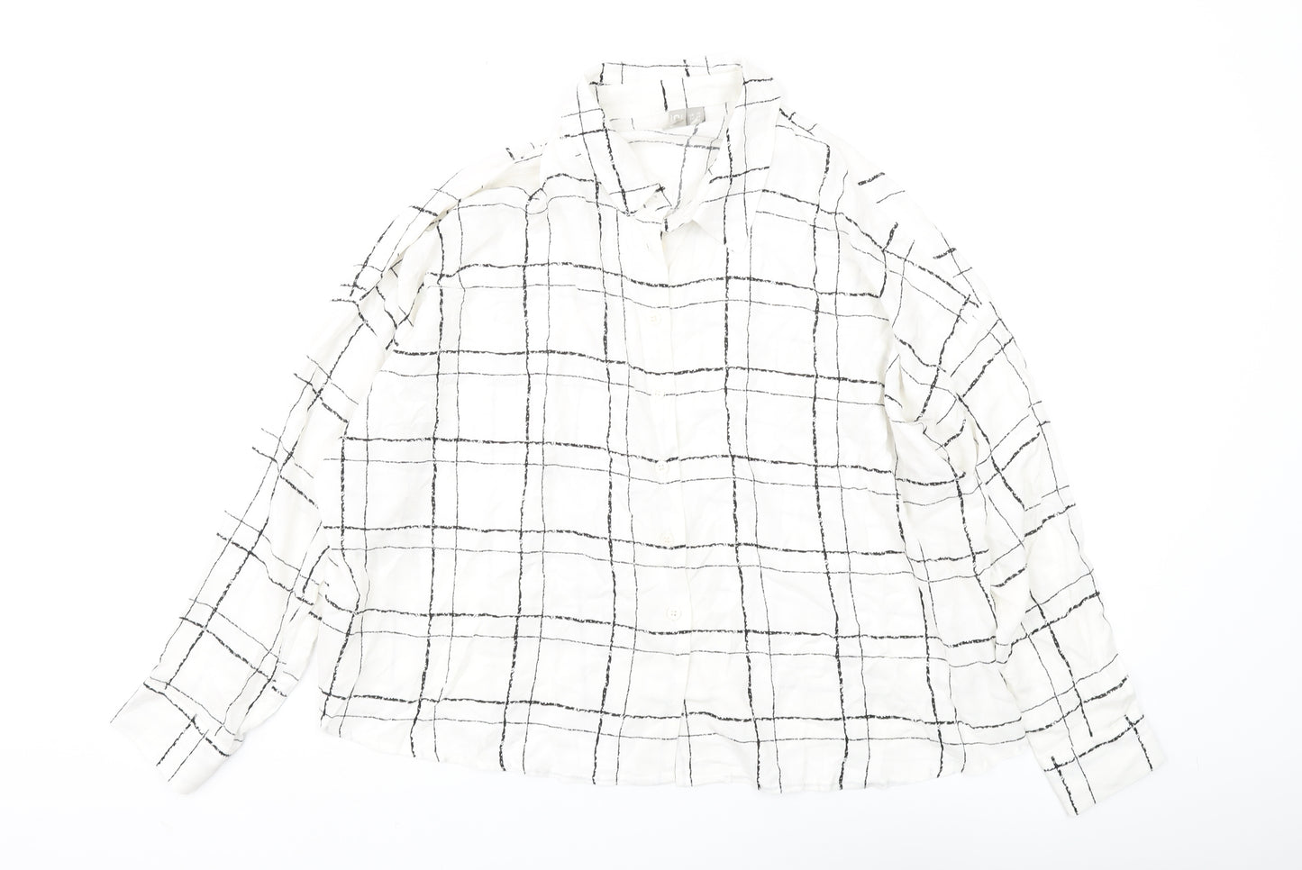 ASOS Women's White Check Button-Up Shirt Size 10