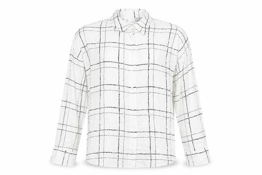 Front view of ASOS Women's White Check Button-Up Shirt, size 10