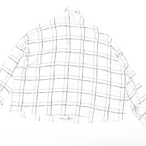 ASOS Women's White Check Button-Up Shirt Size 10
