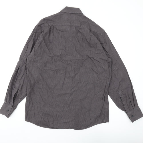 Marks & Spencer Men's Grey Check Cotton Twill Shirt