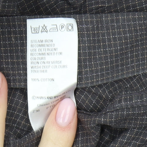 Marks & Spencer Men's Grey Check Cotton Twill Shirt