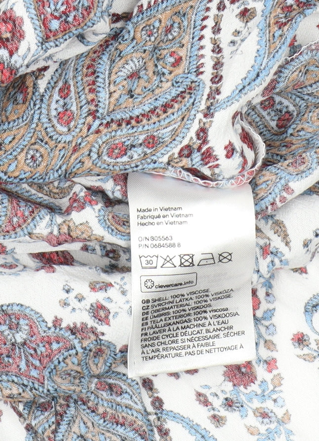 H&M Women's Multicoloured Paisley Tunic Blouse Size 6