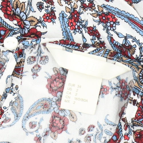 H&M Women's Multicoloured Paisley Tunic Blouse Size 6