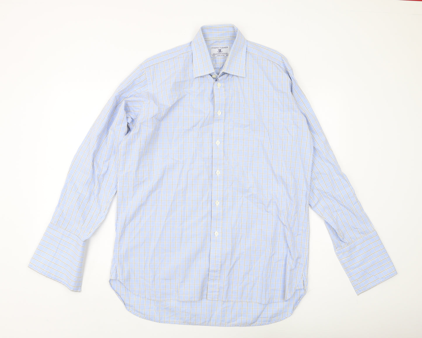 Joseph Turner Men's Blue Cotton Long Sleeve Shirt 15.5