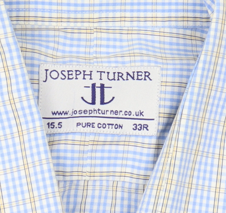 Joseph Turner Men's Blue Cotton Long Sleeve Shirt 15.5