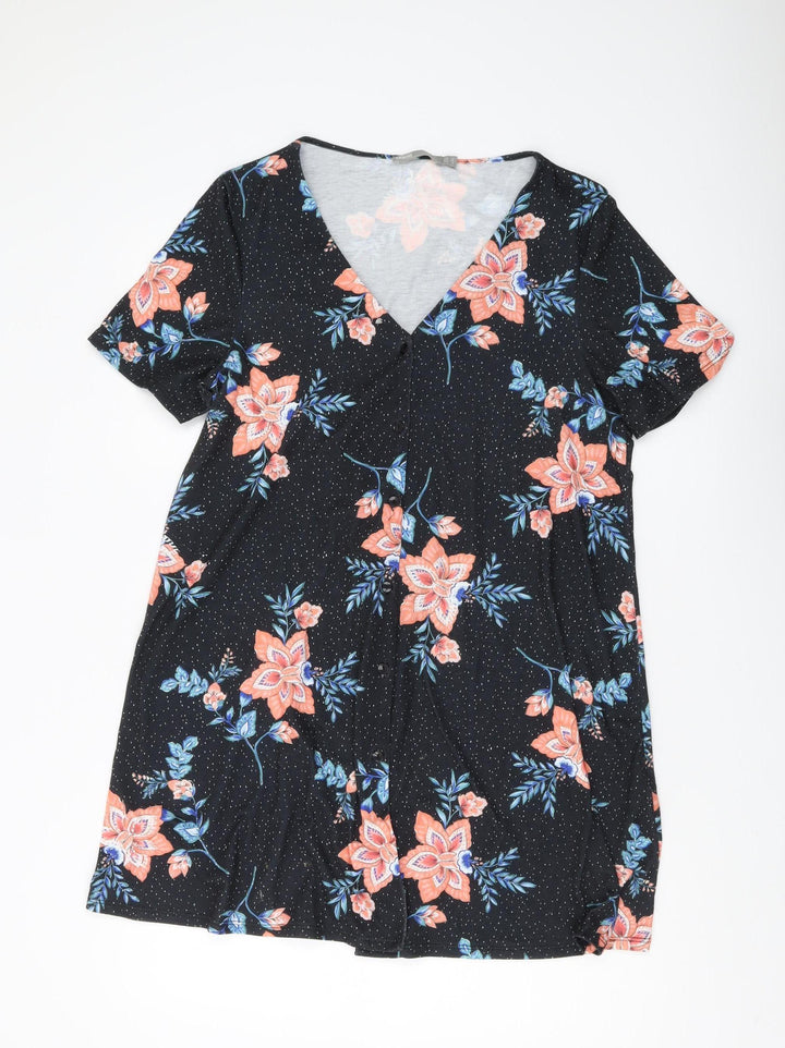 ASOS Women's Black Floral Short Dress Size 12