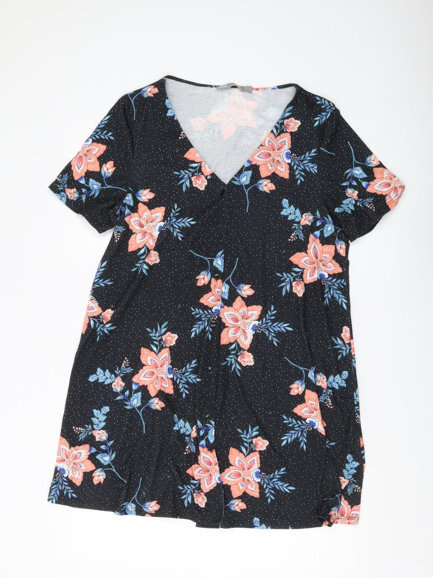 ASOS Women's Black Floral Short Dress Size 12