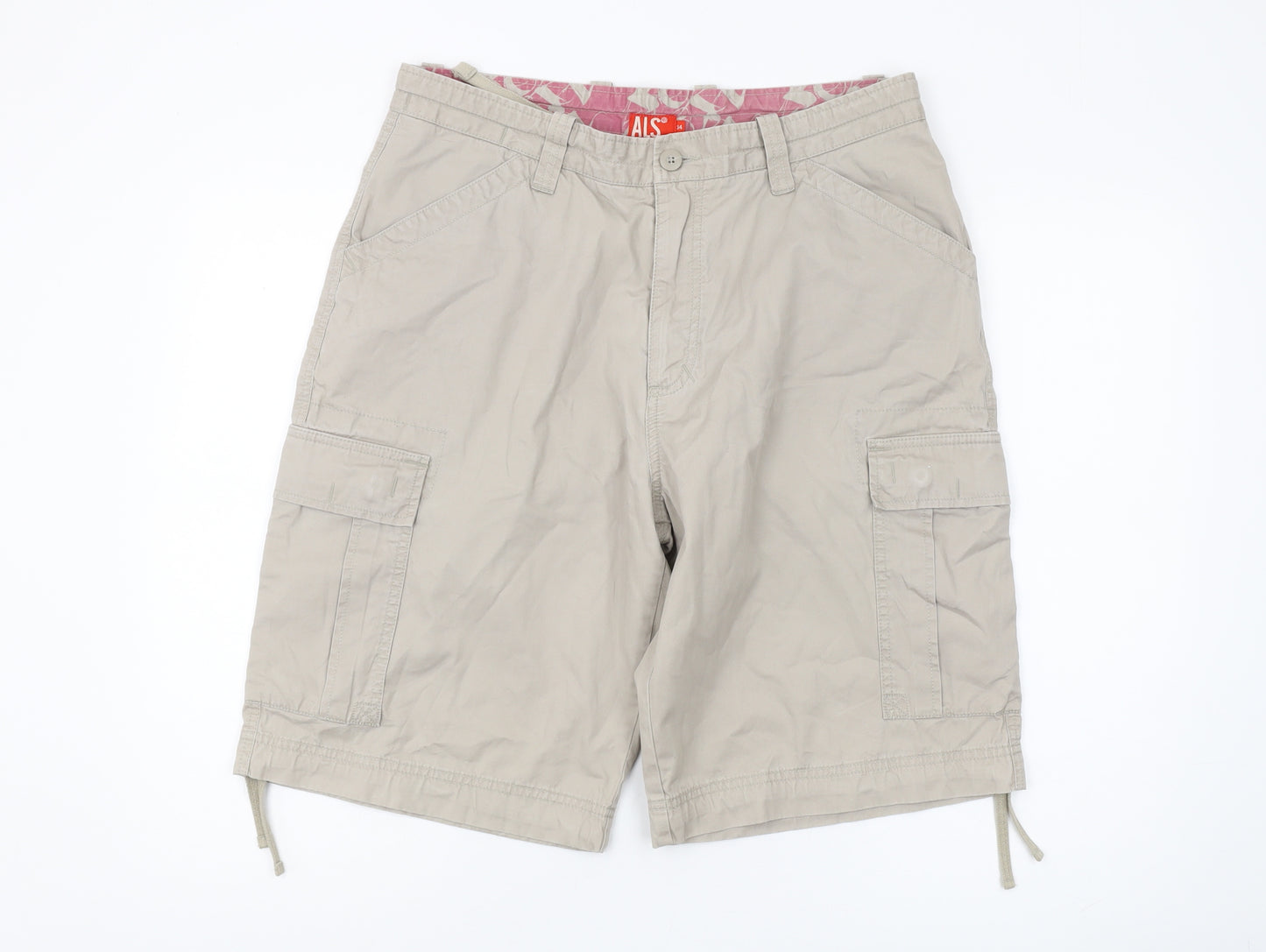 ALS Men's Beige Cargo Shorts, Size 34, Casual Style