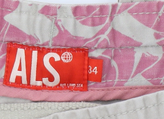 ALS Men's Beige Cargo Shorts, Size 34, Casual Style