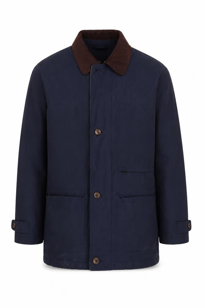 Front view of AWARD Men's Blue Coat, size S, Button Closure